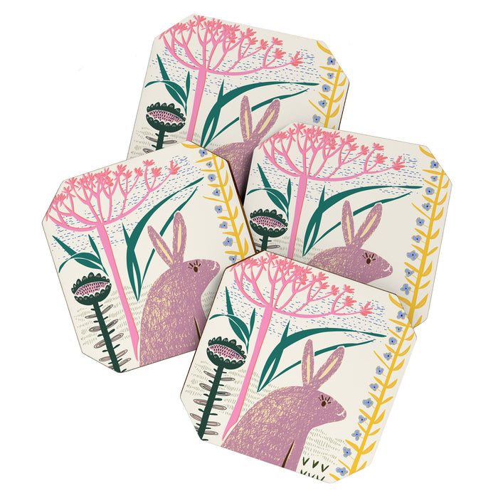 Block print bunny Coaster Gallery Image 1