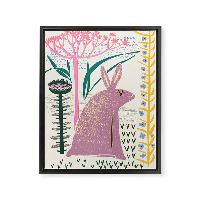 Block print bunny Framed Canvas Print Gallery Image 6