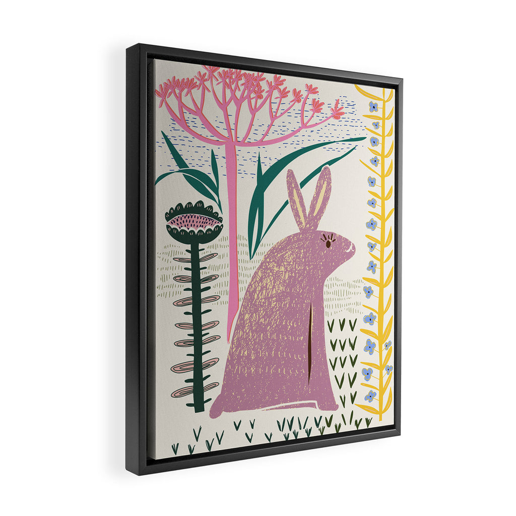 Block print bunny Framed Canvas Print Gallery Image 2
