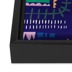 Block print geometrics blue Framed Canvas Print Gallery Image 3