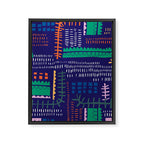 Block print geometrics blue Framed Canvas Print Gallery Image 8