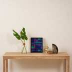Block print geometrics blue Framed Canvas Print Gallery Image 4