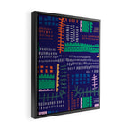 Block print geometrics blue Framed Canvas Print Gallery Image 2