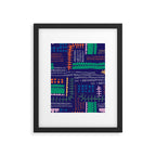Block print geometrics blue Framed Art Print Gallery Image 6