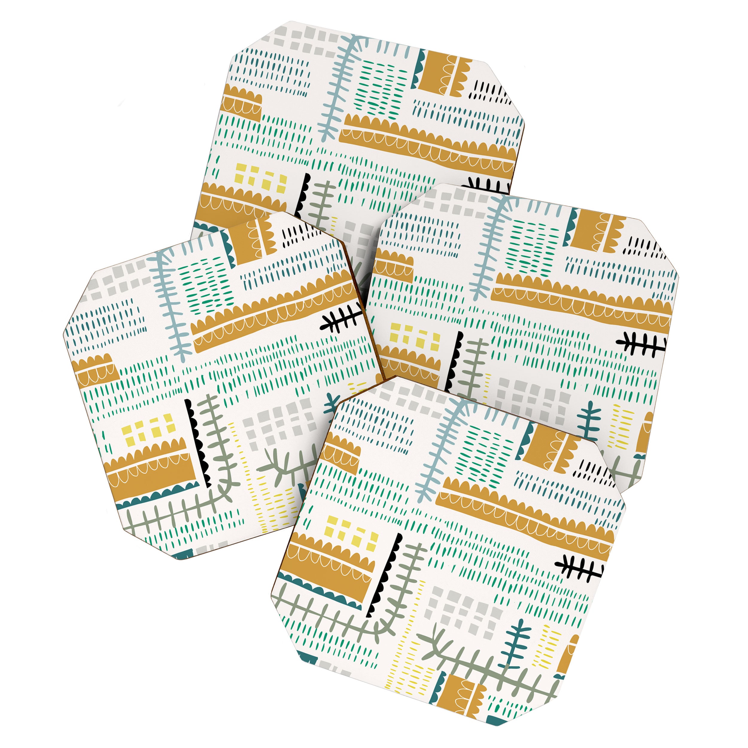Block print geometrics Coaster Gallery Image 1