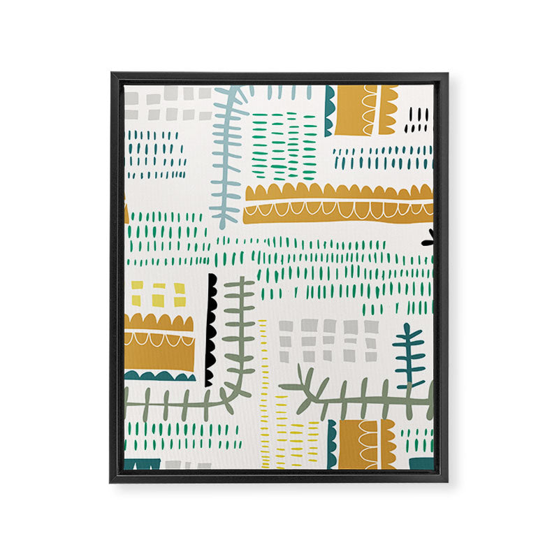 Block print geometrics Framed Canvas Print Gallery Image 8