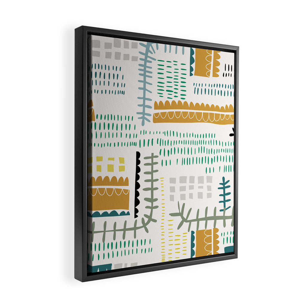 Block print geometrics Framed Canvas Print Gallery Image 2