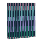 Block print geometrics stripes dark blue Canvas Print Gallery Image 6