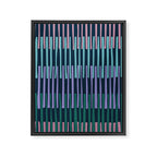 Block print geometrics stripes dark blue Framed Canvas Print Gallery Image 6