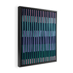 Block print geometrics stripes dark blue Framed Canvas Print Gallery Image 2
