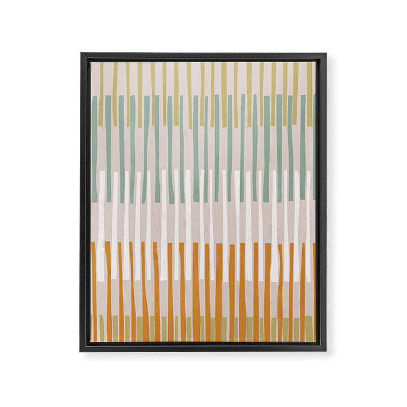 Block print geometrics stripes earthy Framed Canvas Print Gallery Image 6