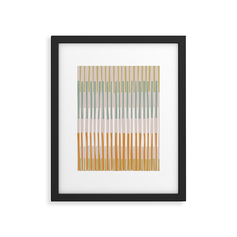 Block print geometrics stripes earthy Framed Art Print Gallery Image 5
