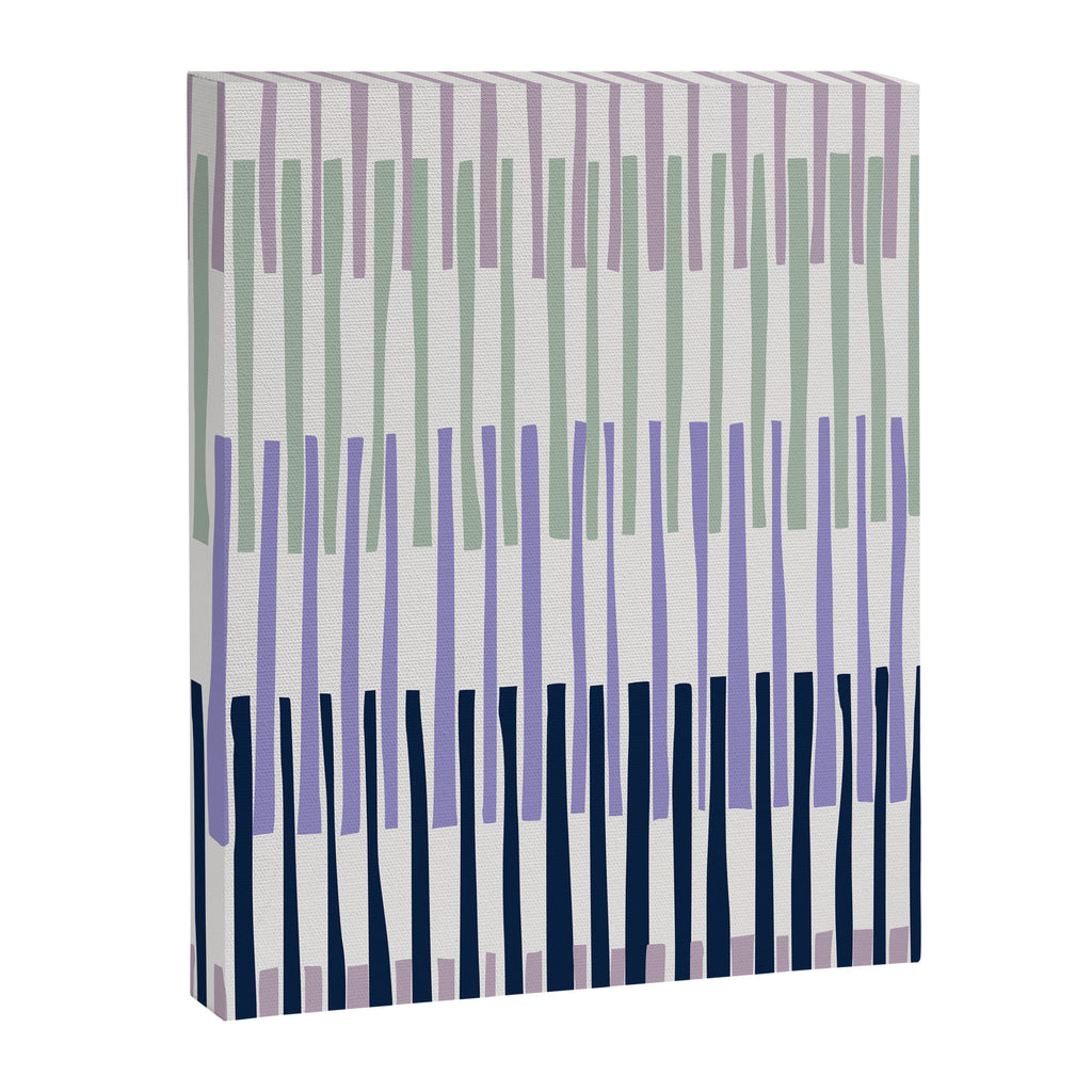 Block print geometrics stripes lilac blue Canvas Print Gallery Image 6