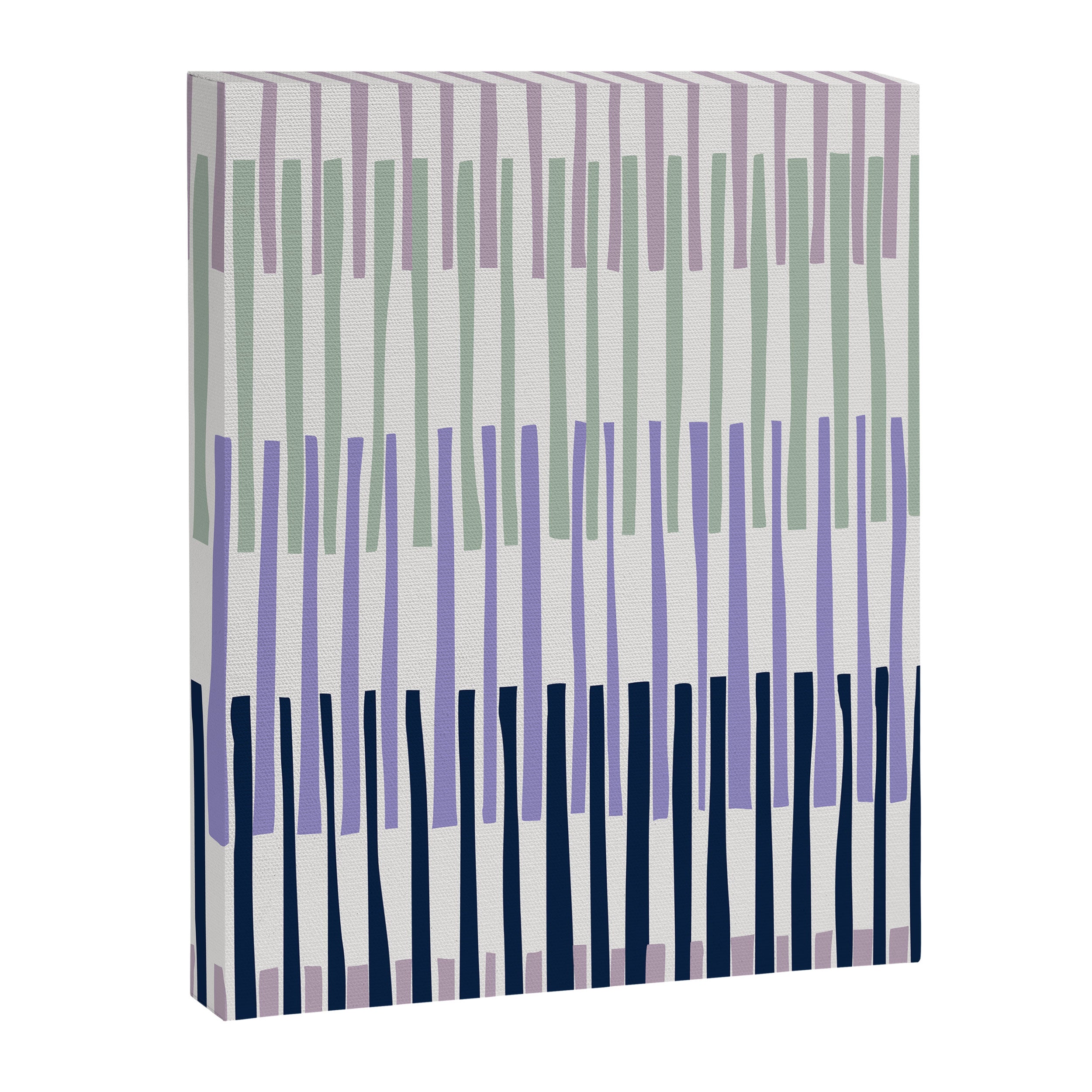 Block print geometrics stripes lilac blue Canvas Print Gallery Image 6