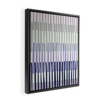 Block print geometrics stripes lilac blue Framed Canvas Print Gallery Image 2