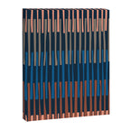 Block print geometrics stripes nocturnal blue Canvas Print Gallery Image 6