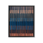 Block print geometrics stripes nocturnal blue Framed Canvas Print Gallery Image 6