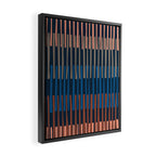 Block print geometrics stripes nocturnal blue Framed Canvas Print Gallery Image 2