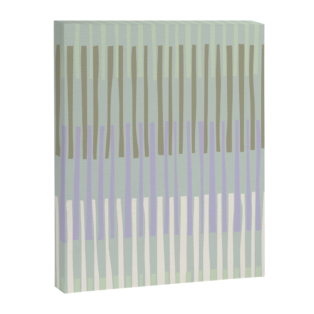 Block print geometrics stripes sage Canvas Print Gallery Image 6