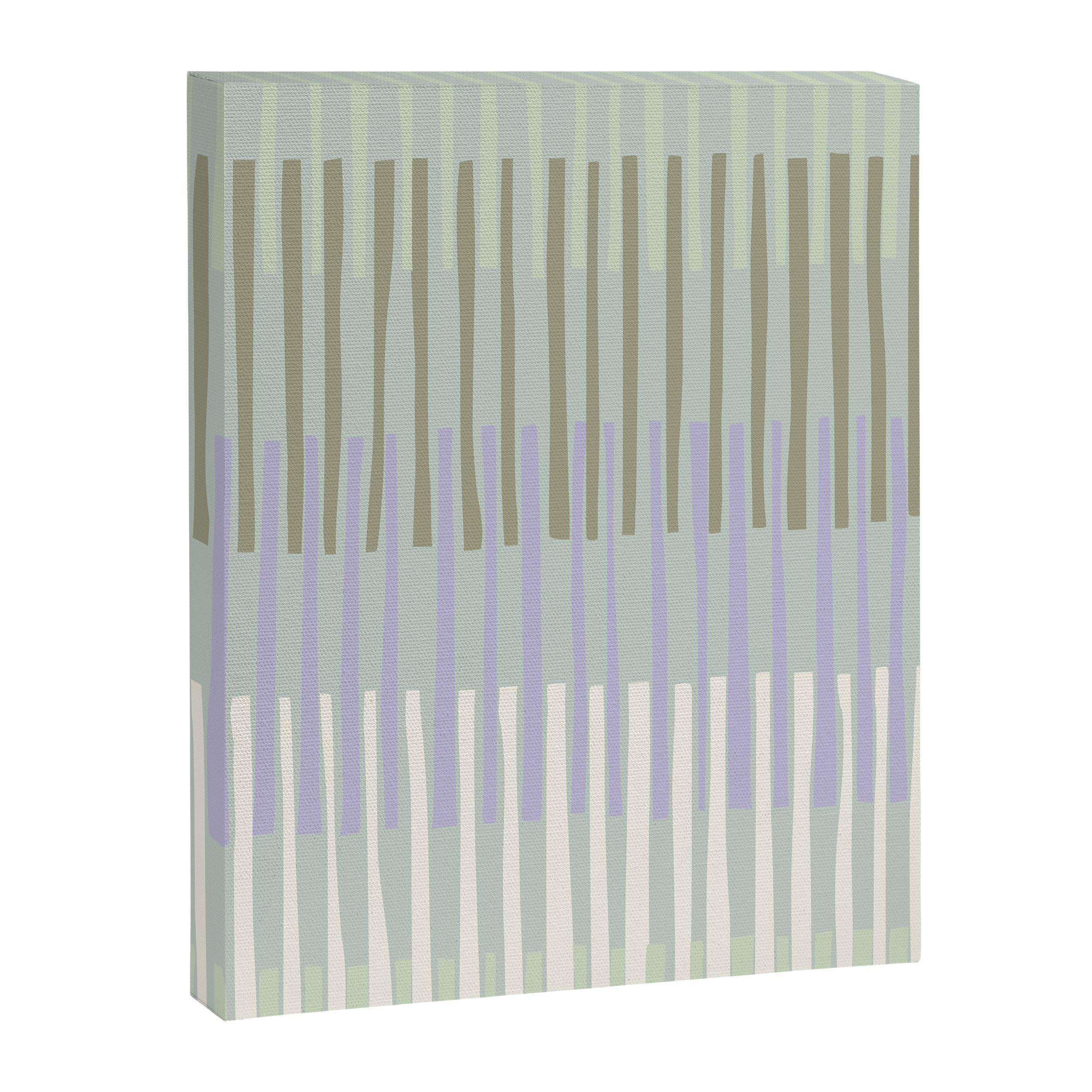 Block print geometrics stripes sage Canvas Print Gallery Image 6