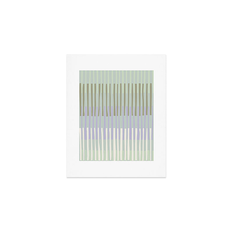 Block print geometrics stripes sage Art Print Gallery Image 1