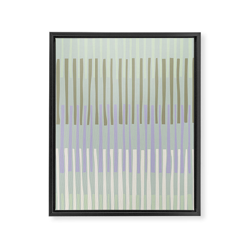 Block print geometrics stripes sage Framed Canvas Print Gallery Image 6