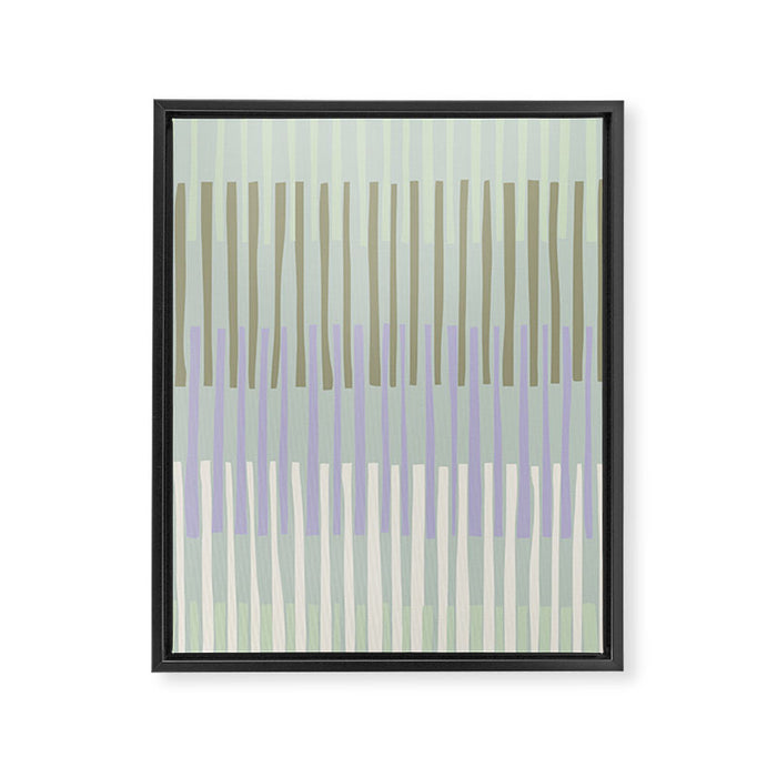 Block print geometrics stripes sage Framed Canvas Print Gallery Image 1