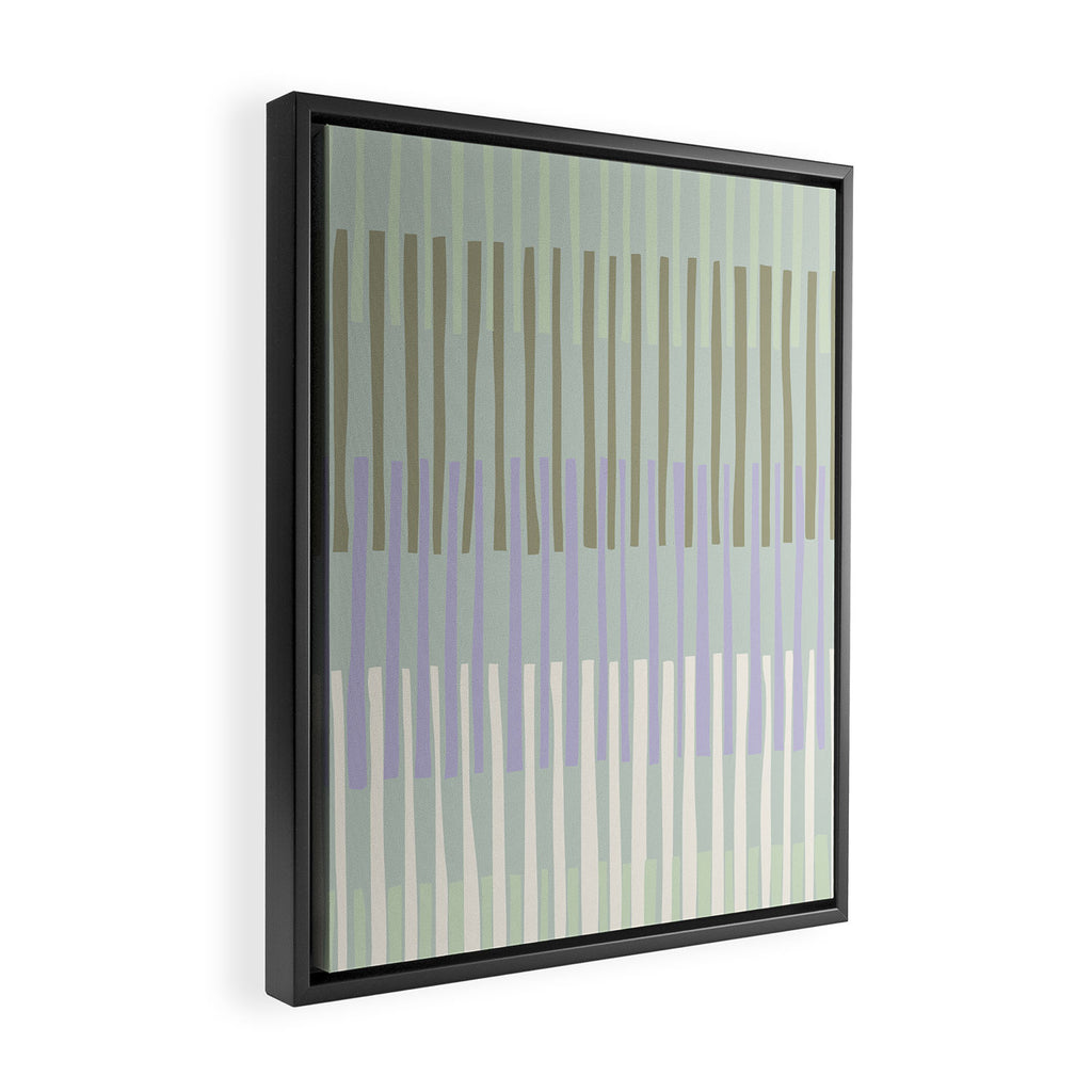 Block print geometrics stripes sage Framed Canvas Print Gallery Image 2