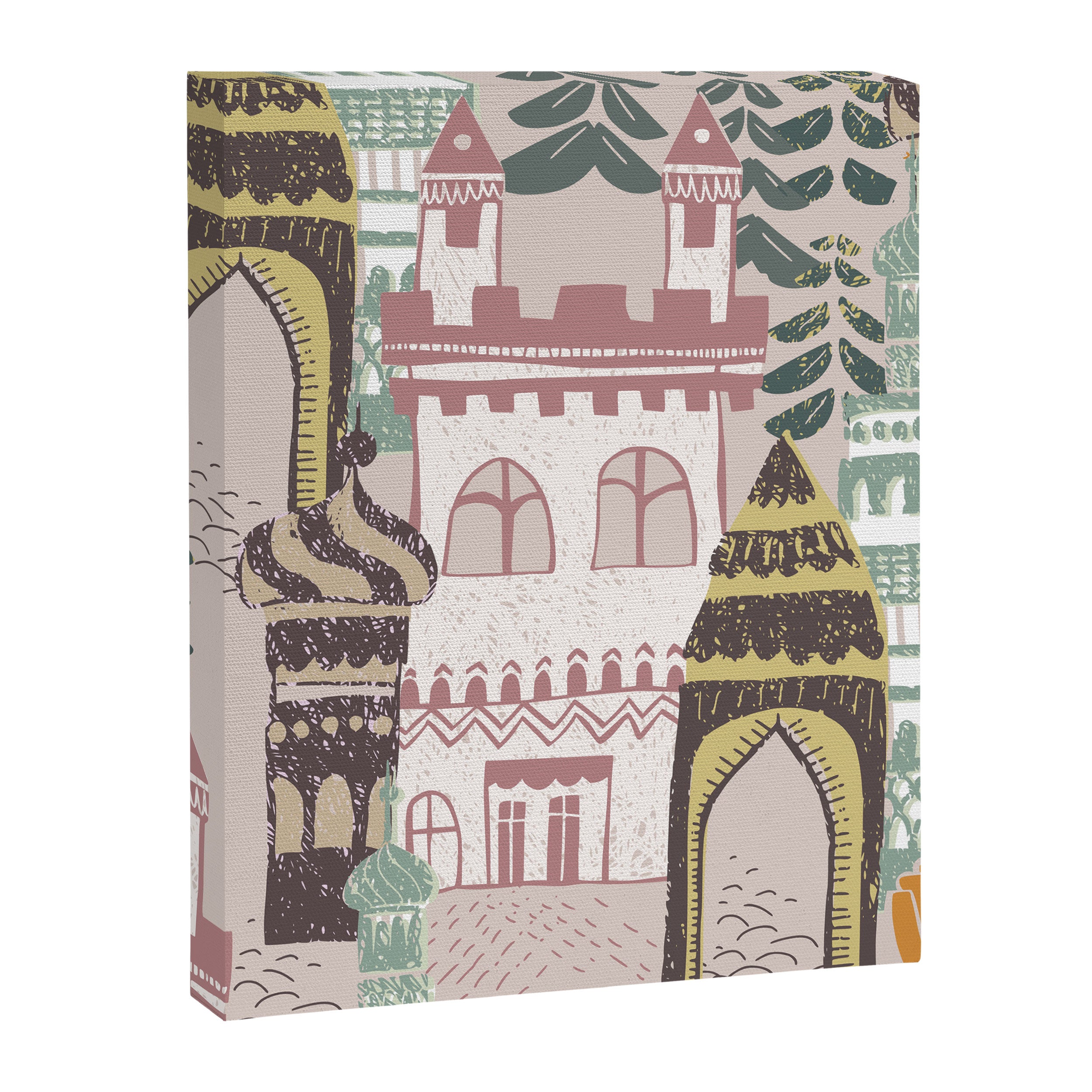 Block print Home pattern earthy colors Canvas Print Gallery Image 8