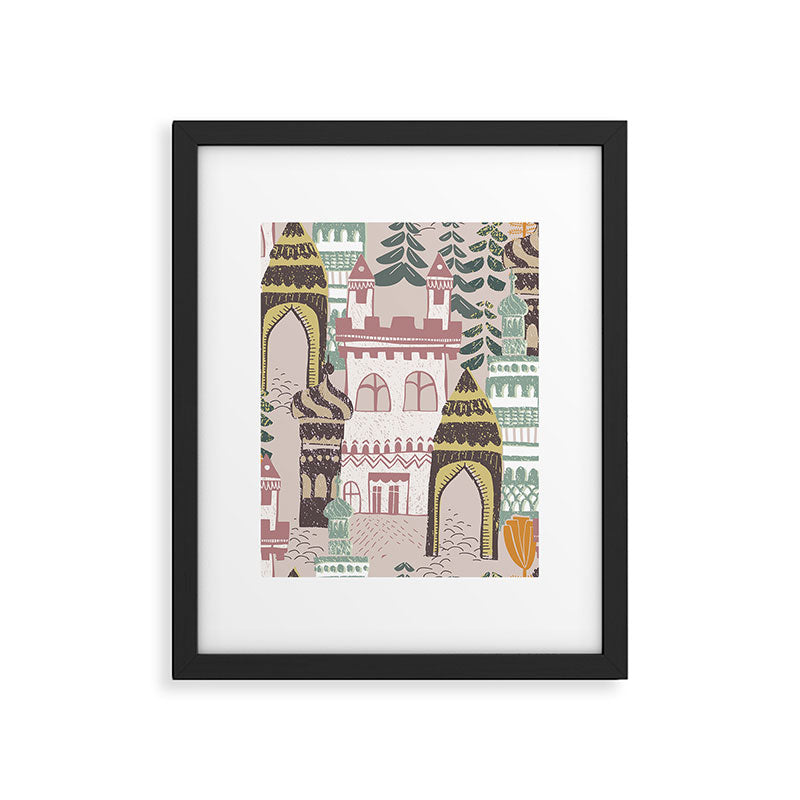Block print Home pattern earthy colors Framed Art Print Gallery Image 6