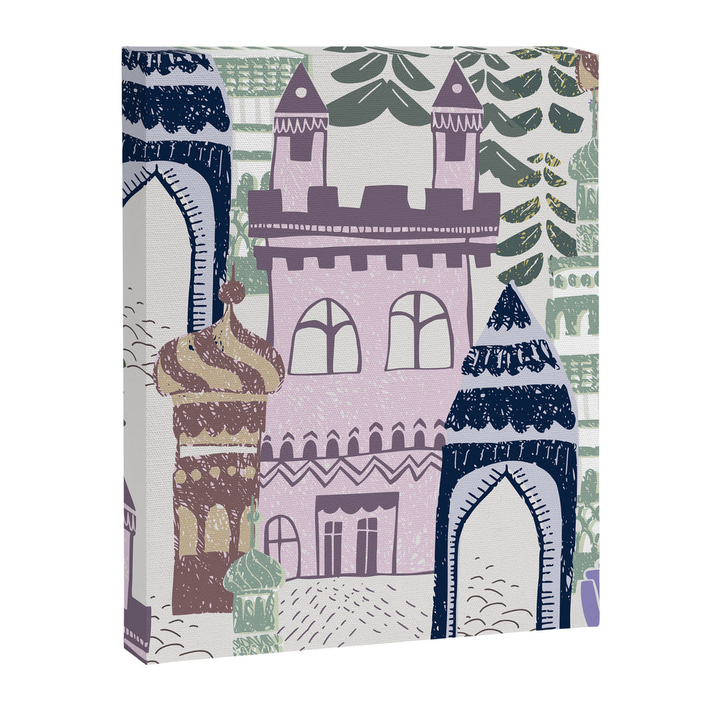 Block print Home pattern lilac Canvas Print Gallery Image 8
