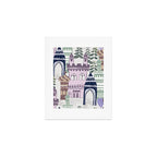Block print Home pattern lilac Art Print Gallery Image 1