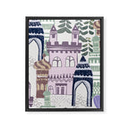Block print Home pattern lilac Framed Canvas Print Gallery Image 8