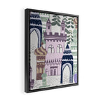 Block print Home pattern lilac Framed Canvas Print Gallery Image 2