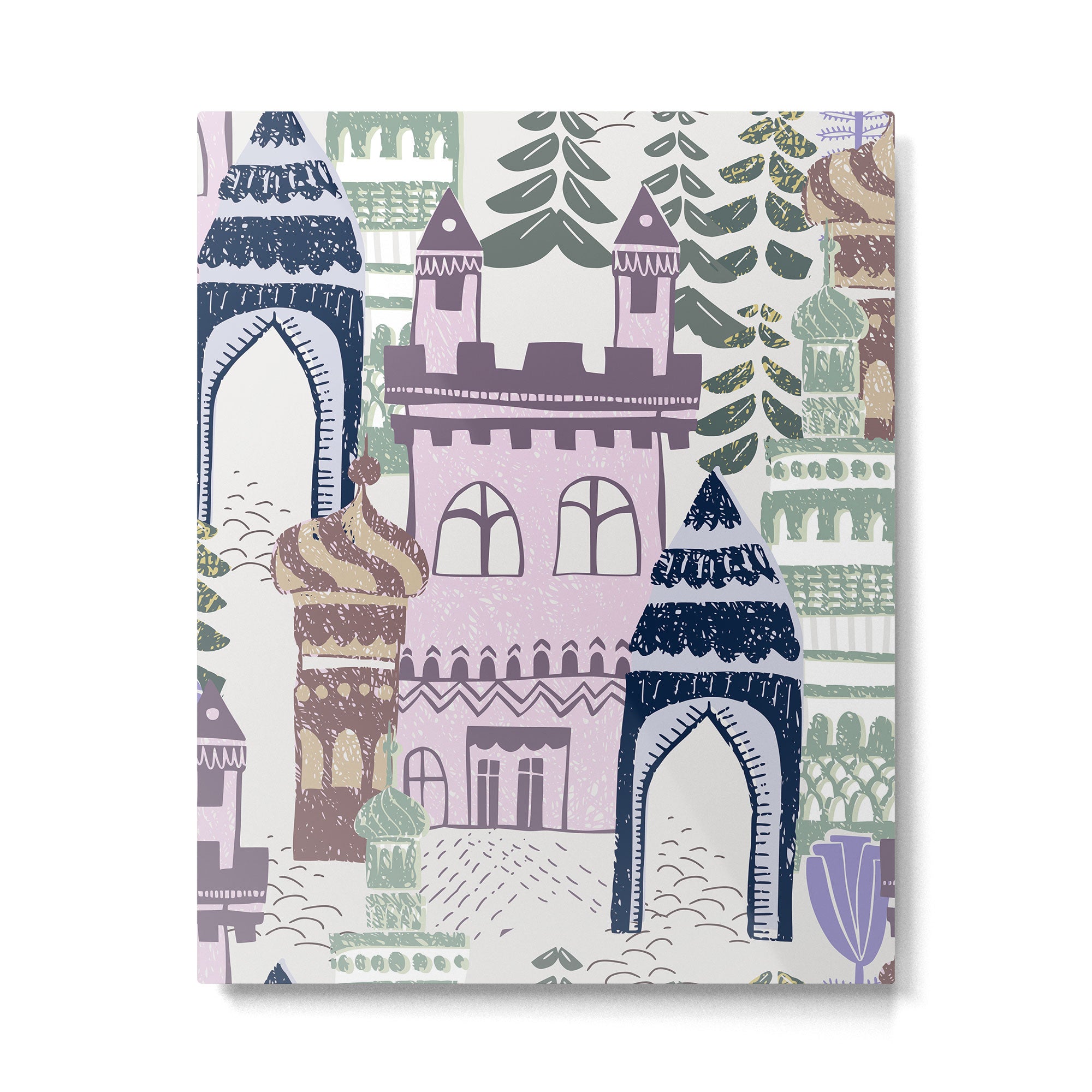 Block print Home pattern lilac Metal Print Gallery Image 6