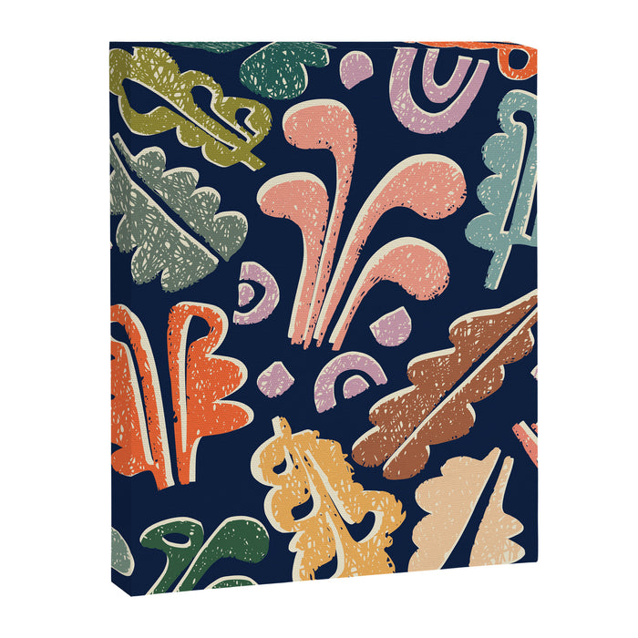 Block print leaves pattern Canvas Print Gallery Image 1