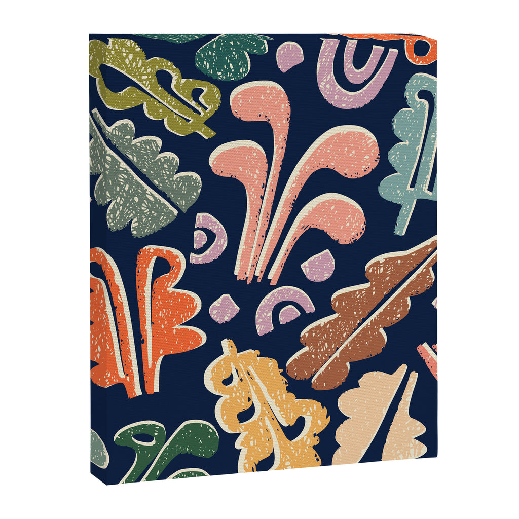 Block print leaves pattern Canvas Print Gallery Image 8