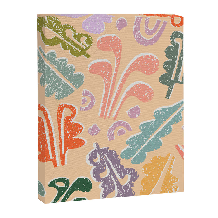 Block print leaves pattern peachy Canvas Print Gallery Image 1