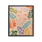 Block print leaves pattern peachy Framed Canvas Print Gallery Image 8