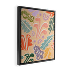 Block print leaves pattern peachy Framed Canvas Print Gallery Image 2