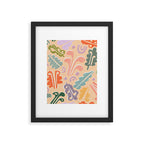 Block print leaves pattern peachy Framed Art Print Gallery Image 6