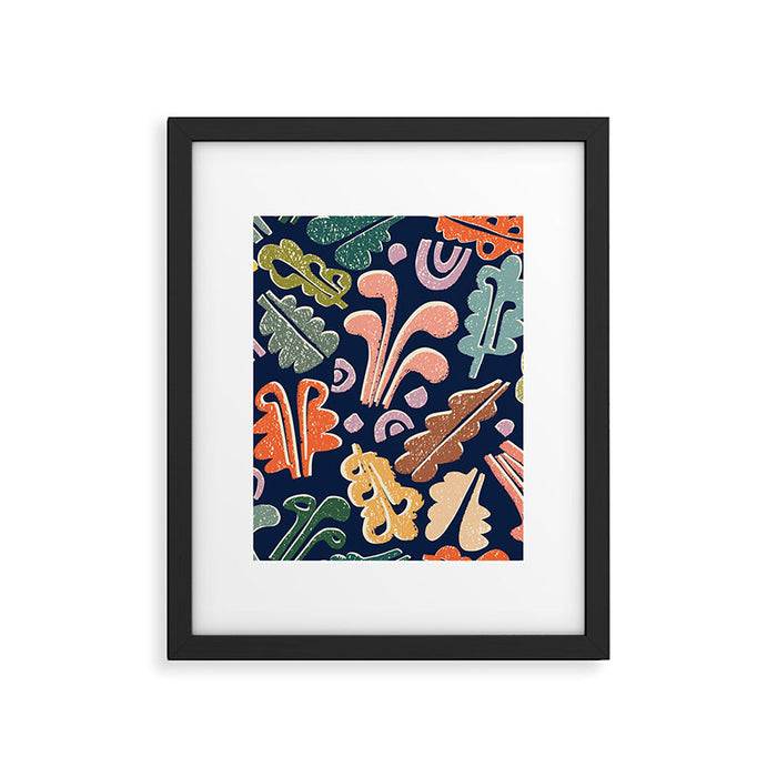 Block print leaves pattern Framed Art Print Gallery Image 1
