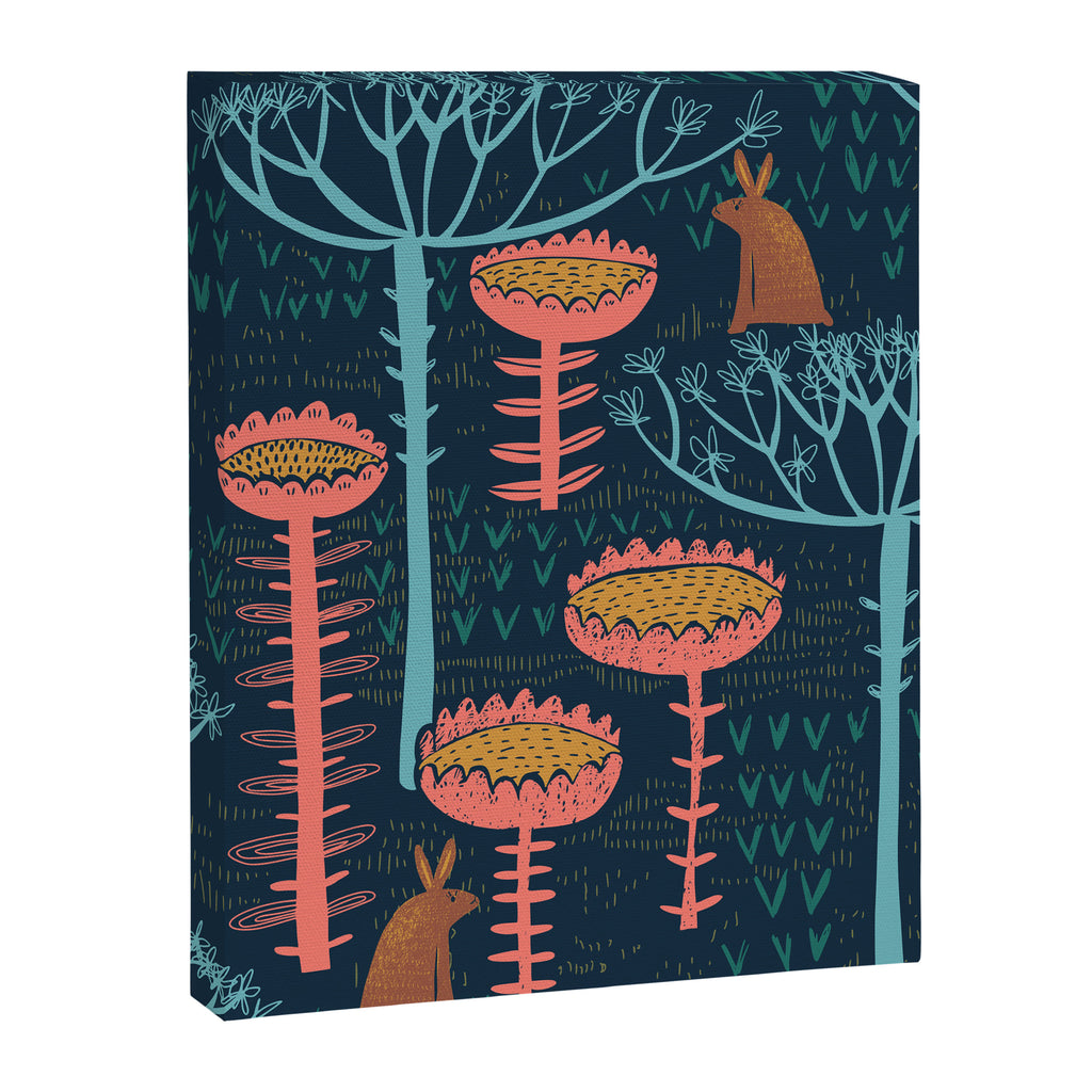 Block print scandinavian blue meadow Canvas Print Gallery Image 8