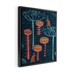 Block print scandinavian blue meadow Framed Canvas Print Gallery Image 2