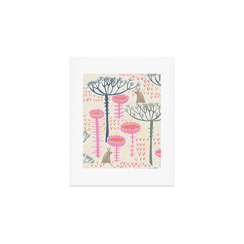 Block print scandinavian meadow Art Print Gallery Image 1