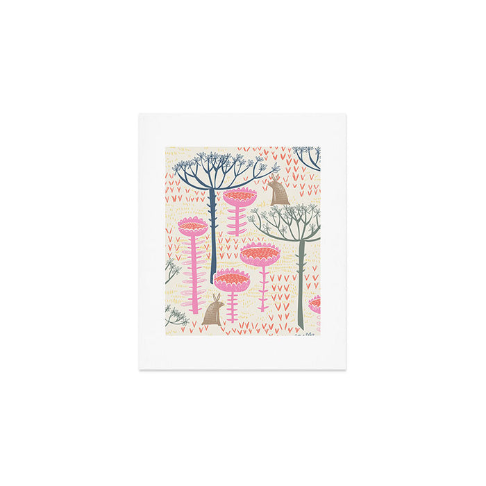 Block print scandinavian meadow Art Print Gallery Image 1