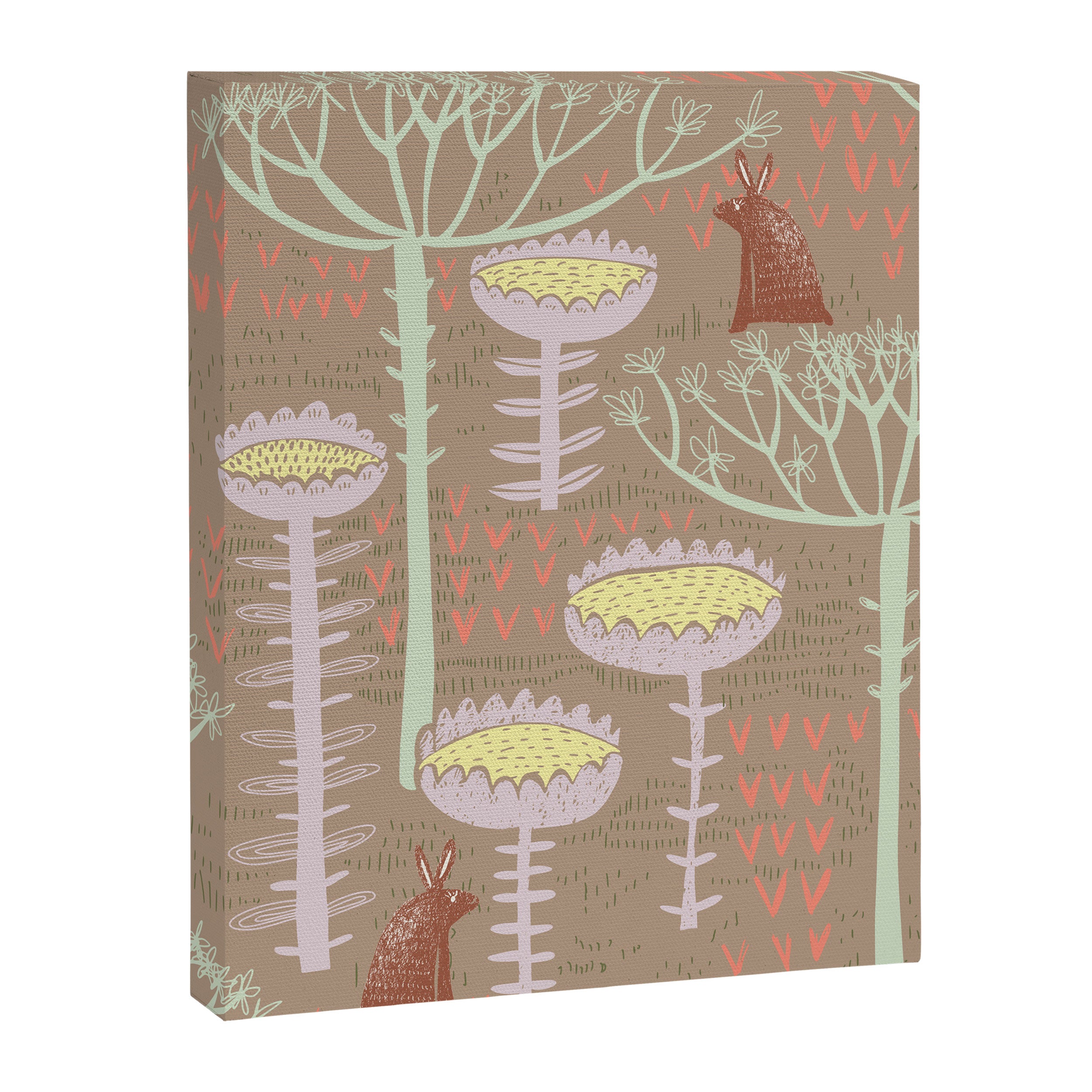 Block print scandinavian meadow brown Canvas Print Gallery Image 8