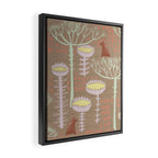 Block print scandinavian meadow brown Framed Canvas Print Gallery Image 2