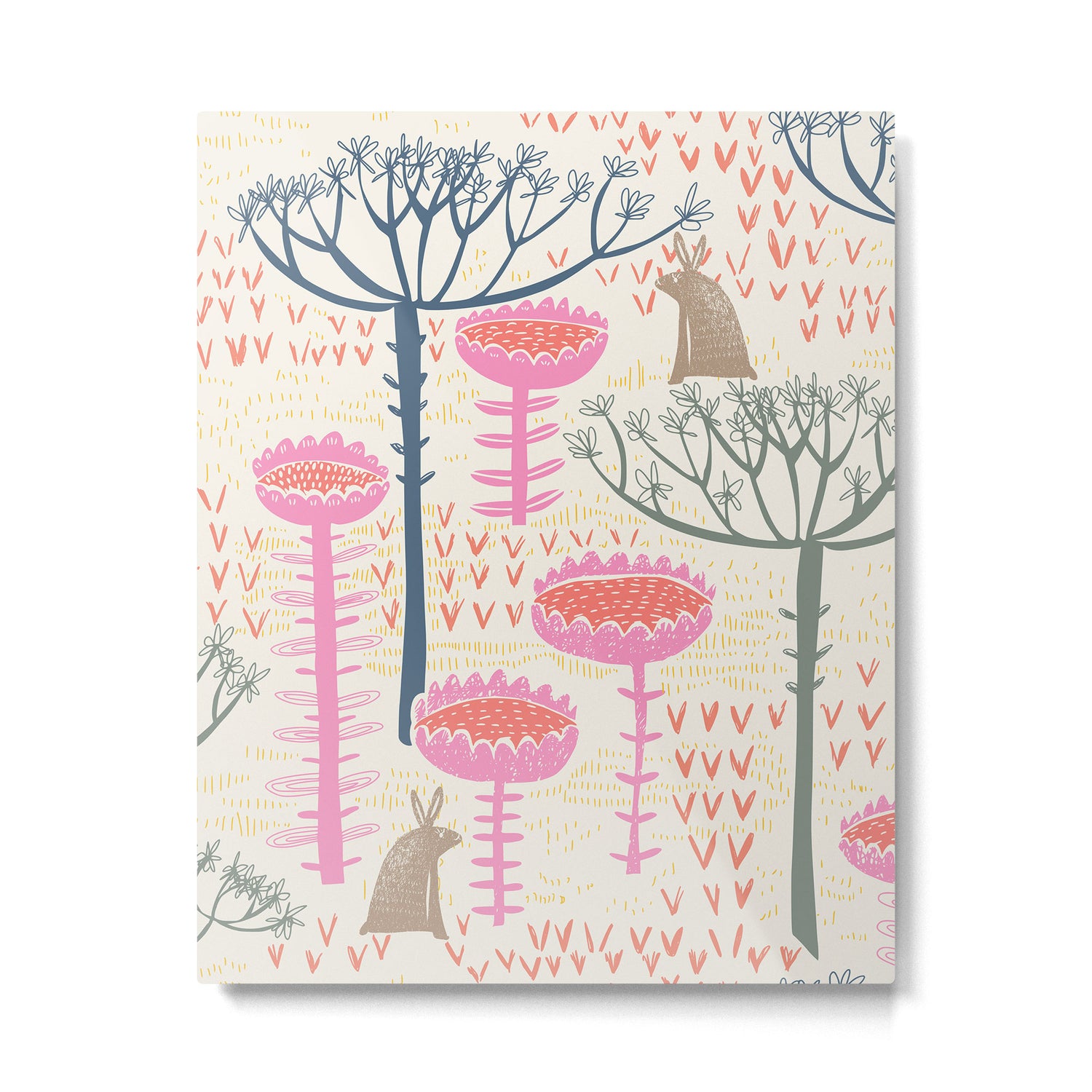 Block print scandinavian meadow Metal Print Gallery Image 6