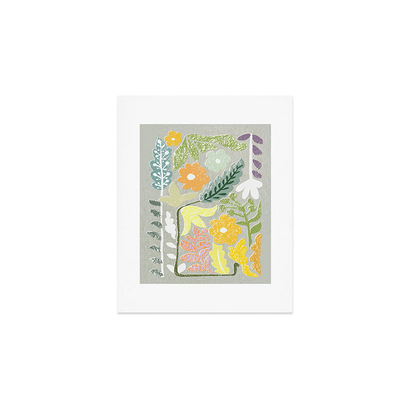 Block print spring meadow Art Print Gallery Image 1